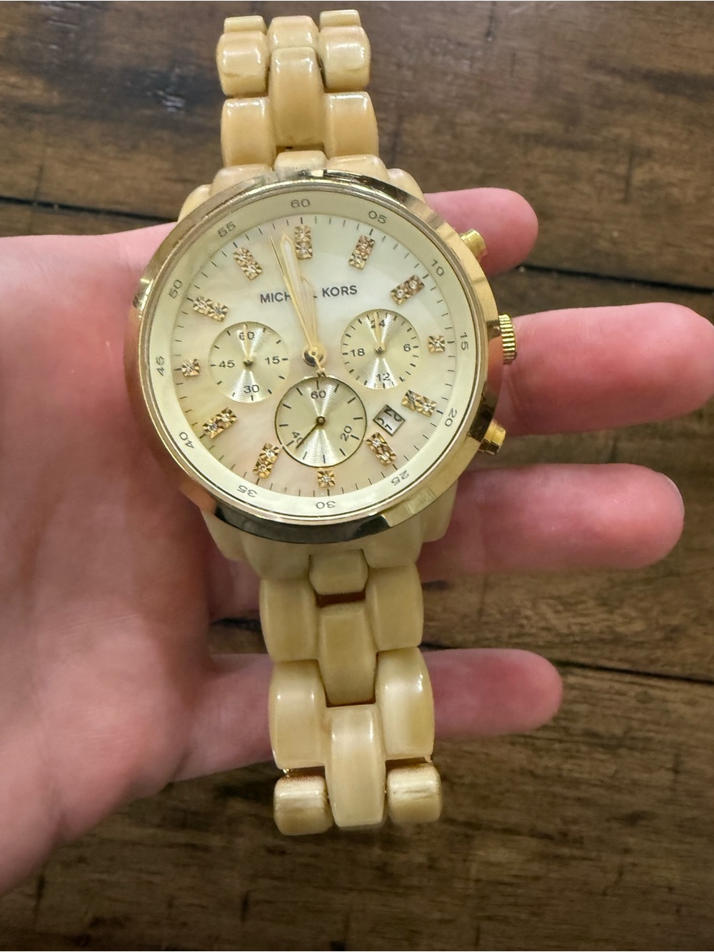 Michael Kors Cream and Gold Chronograph Watch